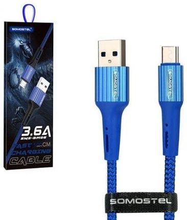 KABEL USB MICRO 3.6A SOMOSTEL NIEBIESKI 3600mAh SBW06BL QUICK CHARGER QC 3.0 1M POWERLINE SMS-BW06