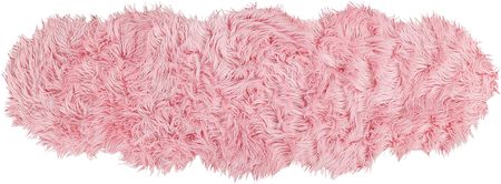 Beliani Sztuczna Skóra Owcza Glamour Różowa Futro Akrylowe Włochacz 180X60 Cm Mamungari 314019