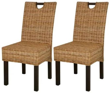 Krzesła Do Jadalni, 2 Szt., Rattan Kubu I Drewno Mango 2410549