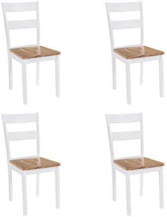 Krzesła Stołowe, 4 Szt., Białe, Lite Drewno Kauczukowca 2411640