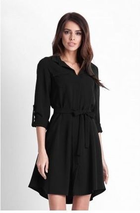 Elegancka koszulowa sukienka Octavia - czarna