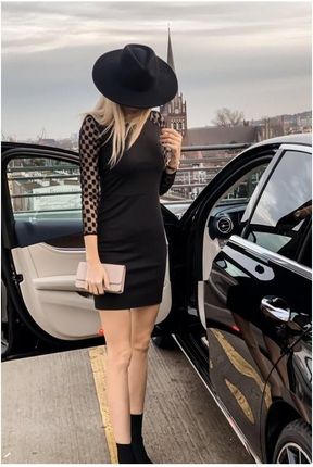Elegancka, lekko dopasowana sukienka czarna MONA