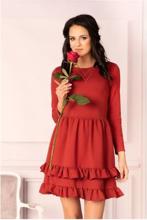 Minimalistyczna sukienka z falbankami Madelana czerwona