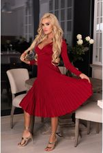 Czerwona sukienka midi z plisowaniem i brokatową nitką Frojene - Ceny i  opinie 
