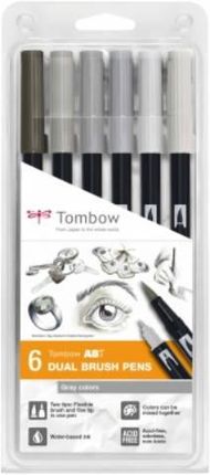 Tombow Zestaw Flamastrów Dual Brush Pen Gray Colors 6Szt.