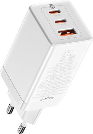 Baseus GAN3 Pro 2C+U 3x USB-A USB-C PD QC4.0 65W Biały