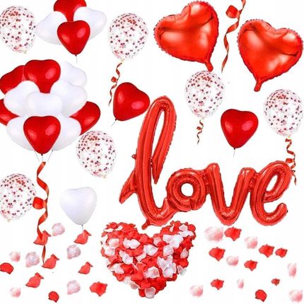 Zestaw Balony Na Walentynki Love Serca Świeczki