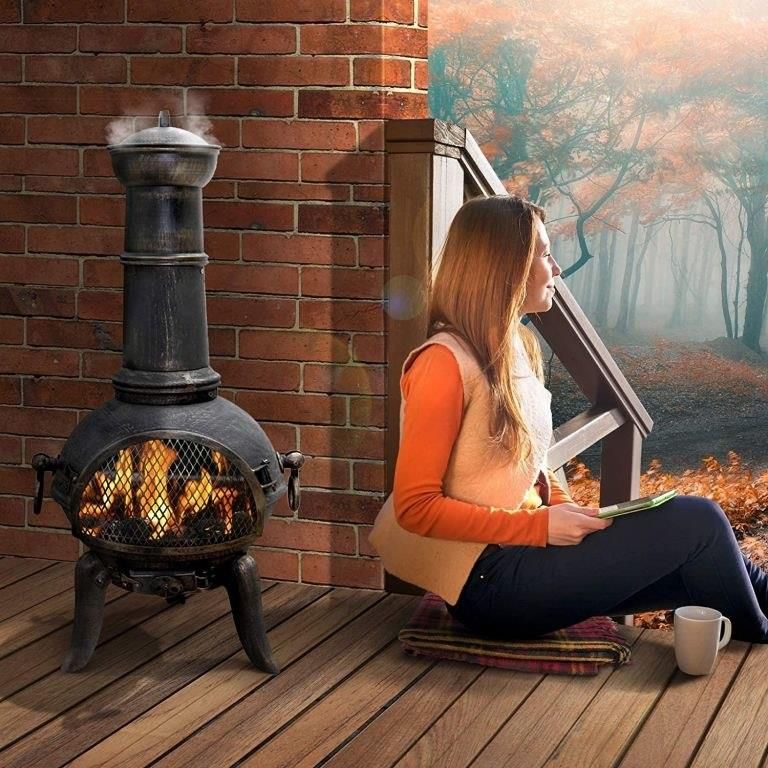 Emaga Jago Zewnętrzny Kominek Ogrodowy Żeliwny 43x43x108 Cm - zdjęcie 2 Emaga Jago Zewnętrzny Kominek Ogrodowy Żeliwny 43x43x108 Cm