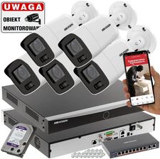 HIKVISION MONITORING FIRMY SKLEPU STACJI NA 5 KAMER IP 8MPX DS-2CD2087G2-LU(2.8MM) COLORVU MIKROFON MICROSD