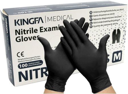 Rękawiczki nitrylowe czarne Kingfa Medical 100 szt. - rozm. M