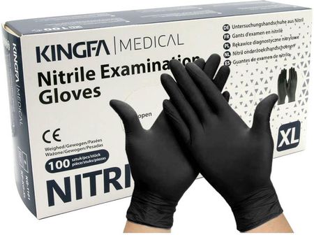 Rękawiczki nitrylowe czarne Kingfa Medical 100 szt. - rozm. XL