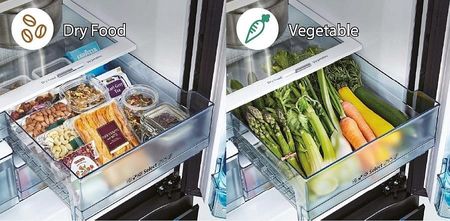 Lodówka Hitachi RWB640PRU1GCK z zamrażalnikiem dolnym 184 cm