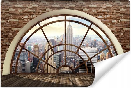 Muralo Fototapeta Nowy Jork Widok Z Okna Cegły 3D 368x254