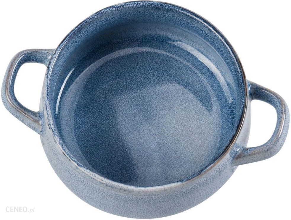 Miska ceramiczna z uchwytami na zupę płatki owsiankę bulionówka do zupy zestaw 3 sztuki 3x750 ml beżowa niebieska granatowa