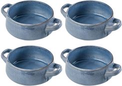 Zdjęcie Miska ceramiczna z uchwytami na zupę płatki owsiankę bulionówka do zupy zestaw 4 sztuki 4x750 ml niebieska - Radzionków