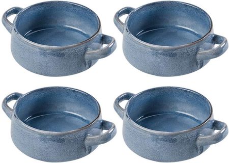 Miska ceramiczna z uchwytami na zupę płatki owsiankę bulionówka do zupy zestaw 4 sztuki 4x750 ml niebieska
