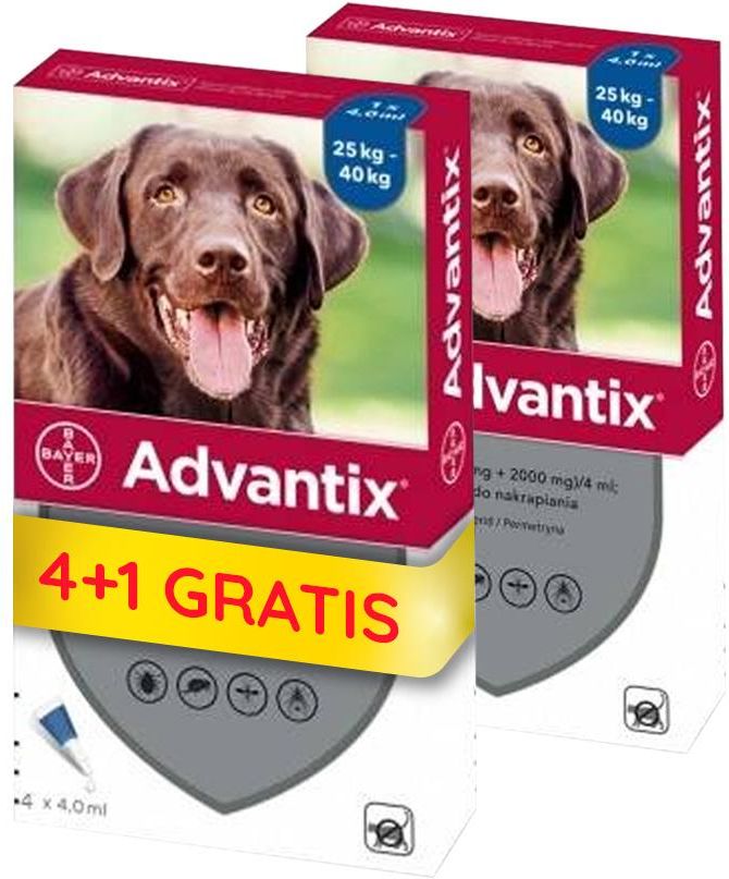 Bayer Advantix Dla Psów 25 40Kg (4 Pipety X 4Ml) + 1 Pipeta - Ceny i ...