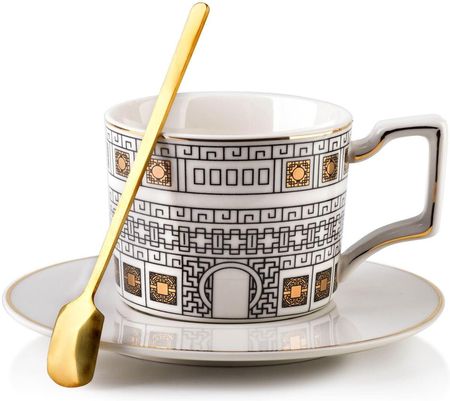 Mondex Filiżanka Do Kawy Herbaty Ze Spodkiem Łyżką 220Ml (Htpl8628)