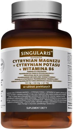 Tabletki Singularis-Herbs Singularis Superior Cytrynian Magnezu + Cytrynian Potasu + Witamina B6 120 szt.