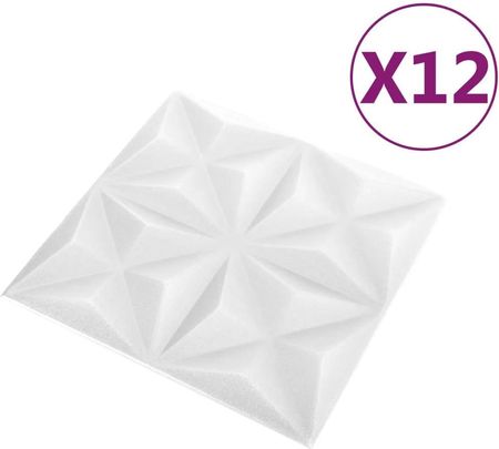 vidaXL Panele ścienne 3D 12szt. 50x50cm biały origami 3m² 340586