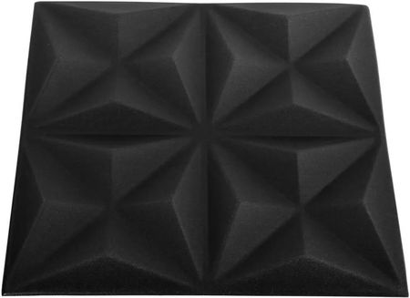 Vidaxl Panele ścienne 3D 12szt. 50x50cm czarny origami 3m² 340588
