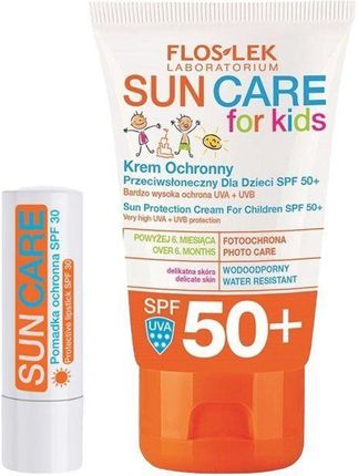 Flos-Lek Sun Care For Kids Krem Ochronny Przeciwsłoneczny Spf50+ 50Ml + Pomadka Ochronna Spf30