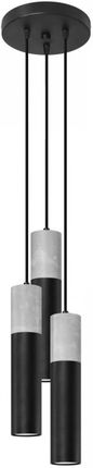 Sollux Lighting Lampa wisząca BORGIO 3P czarny / beton loft potrójna (SL1081)