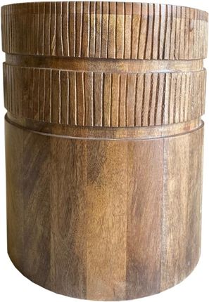 Cudnemeble Mały Stolik Okrągły Rzeźbiony Drewniany Mango Toffi 3779