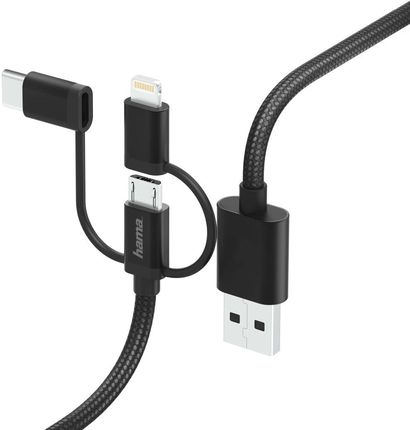 Hama Adapter 3w1 Micro USB-C - Lightning 1,5m czarny (183304)