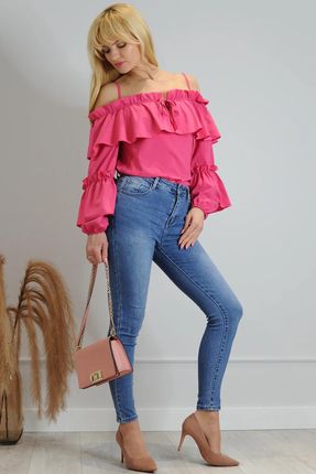 Bluzka Merribel Maurola Pink typu hiszpanka - różowa
