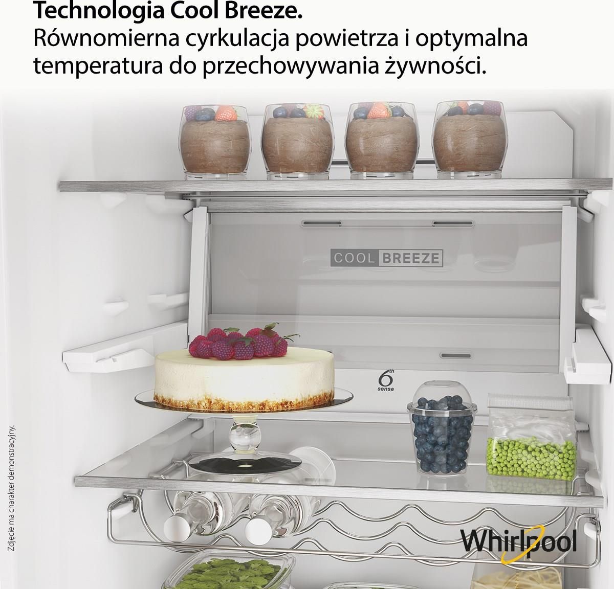 Lodówka Whirlpool W7X 93A W z zamrażalnikiem dolnym 202,7 cm Biała