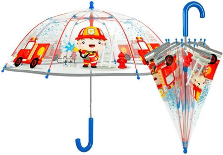 Parasolka dziecięca przezroczysta Perletti z odblaskową lamówką - strażak