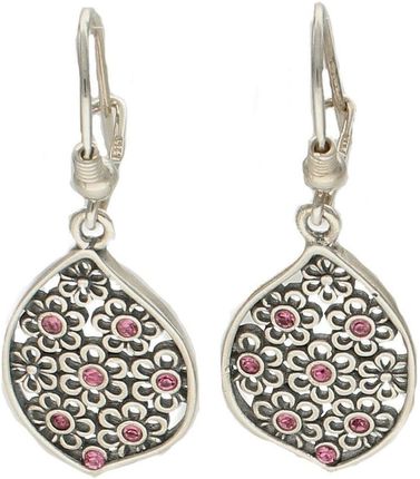 Diament Kolczyki srebrne ażurowe z różowymi cyrkoniami (DIAKLC6279925)