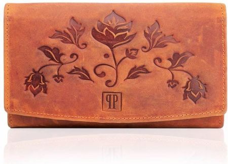 Skórzany pomarańczowy portfel damski paolo peruzzi