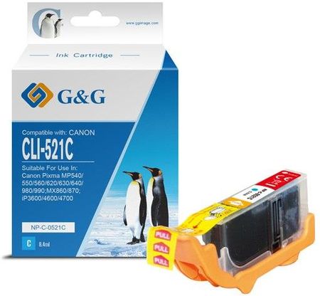Sagem G&G kompatybilny ink / tusz z CLI521C, cyan, 8.4ml, NP-C-0521C, 2934B001, dla Canon iP3600, iP4600, MP620, MP630, MP980 (NPC0521C)