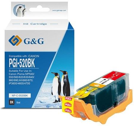 G&G kompatybilny ink / tusz z PGI520BK, black, NP-C-0520BK, dla Canon iP3600, 4600, MP550, 620, 630, 980 (NPC0520BK)