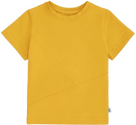 TUSZYTE T-SHIRT Z PRZESZYCIAMI MUSZTARDOWY