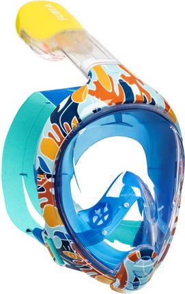 Subea Maska Pełnotwarzowa Do Snorkelingu Dla Dzieci Easybreath Jr Xs Street Art Niebieski Pomarańczo