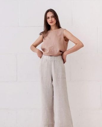 spodnie lniane - naturalny jasny