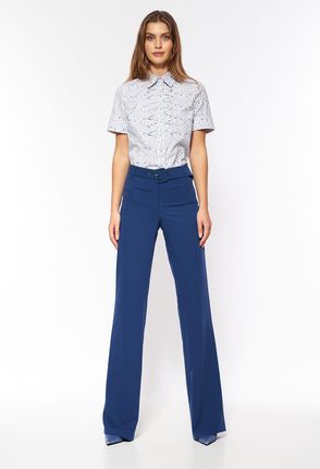 Eleganckie spodnie z rozszerzanymi nogawkami (Kobaltowy, S)