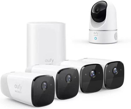 Zestaw 4-kamer Eufy eufyCam 2 PRO 2K (4x kamera EufyCam 2 PRO, stacja bazowa) + Eufy Indoor 2K