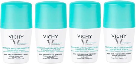 Vichy 48 Hour Intensive Anti-Perspirant Roll-On Deodorant Set For Sensitive Skin 4 X 50Ml