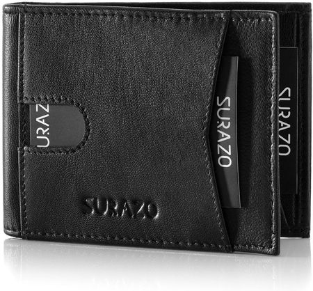 Stylowy portfel skórzany z miejscem na karty - Surazo® Costa Czarna