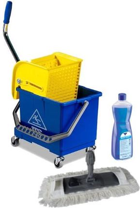 TTS zestaw do mycia podłogi - mop dual system kompletny, wózek z wyciskarką, płyn blue star