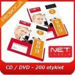 Etykiety samoprzylepne CD / DVD [2 na A4 - razem 200 etykiet], białe, matowe w arkuszach A4, Net-Labels, Kom-Pap