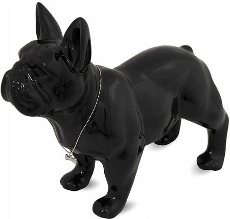 Czarna figura psa buldoga z łańcuchem buldog pies