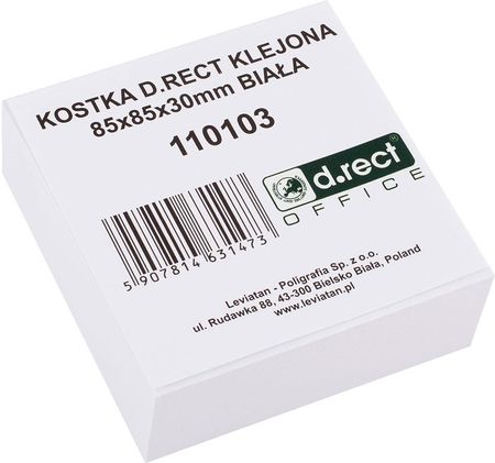 Kostka klejona D.RECT biała 85/85/30mm