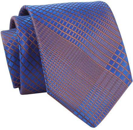 Krawat Chabrowo-Pomarańczowy, Wzór Geometryczny, 7 cm, Elegancki, Klasyczny, Męski -ALTIES KRALTS0669