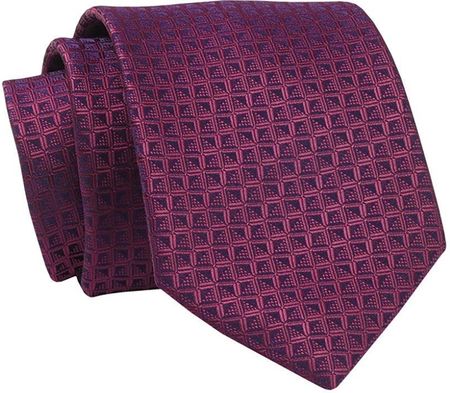Krawat Fuksjowy, Różowy w Drobny Wzór Geometryczny, 7 cm, Elegancki, Klasyczny, Męski -ALTIES KRALTS0660
