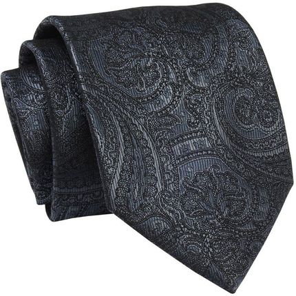 Krawat Czarny, Wzór Orientalny, 7 cm, Elegancki, Klasyczny, Męski -ALTIES KRALTS0647